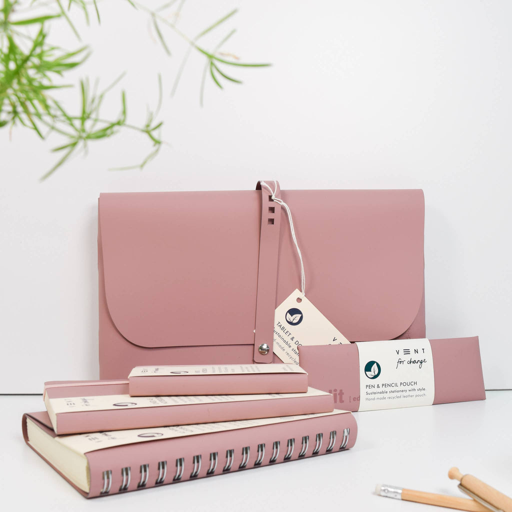 Recycled leather document/tablet wallet-EDIT Powder Pink
