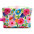 elegant stationery pencil case/cosmetic bag  in floral bright colours on a whiteackground