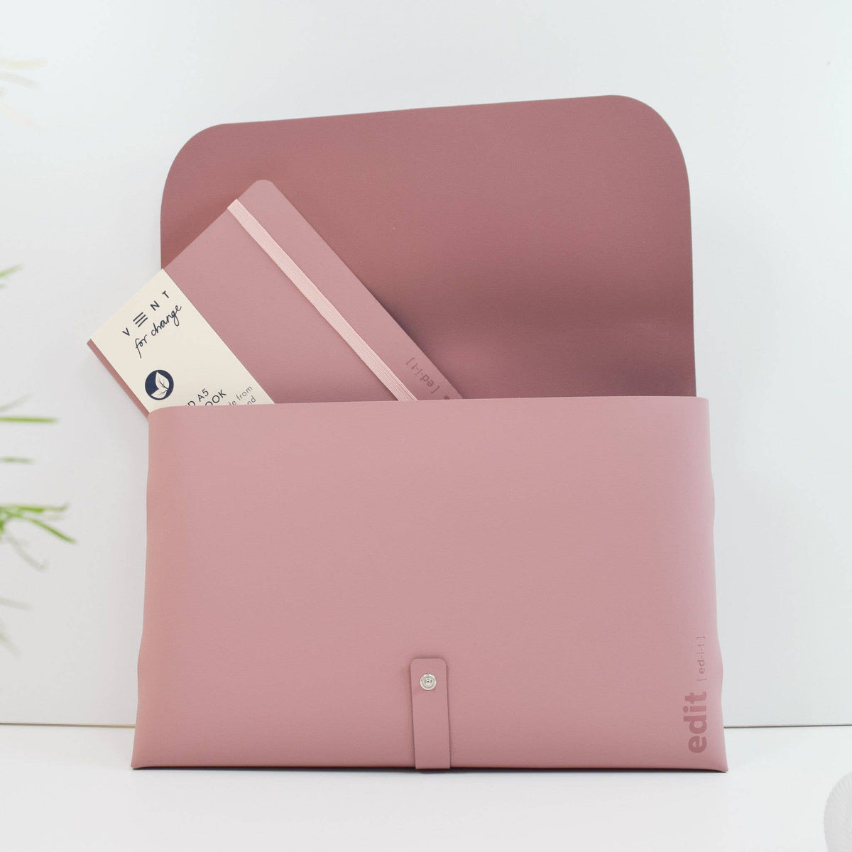 Recycled leather document/tablet wallet-EDIT Powder Pink