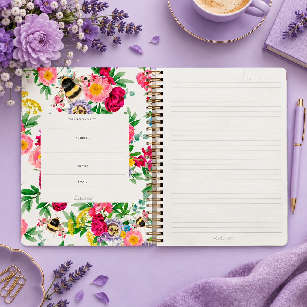 Botanical Bee B5 spiral organiser notebook
