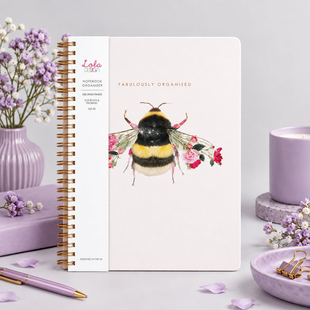 Botanical Bee B5 spiral organiser notebook
