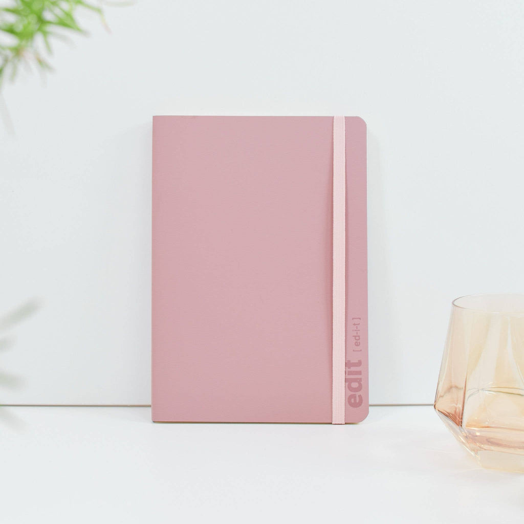 VENT for Change A5 Recycled Leather Lined Notebook – Powder Pink
