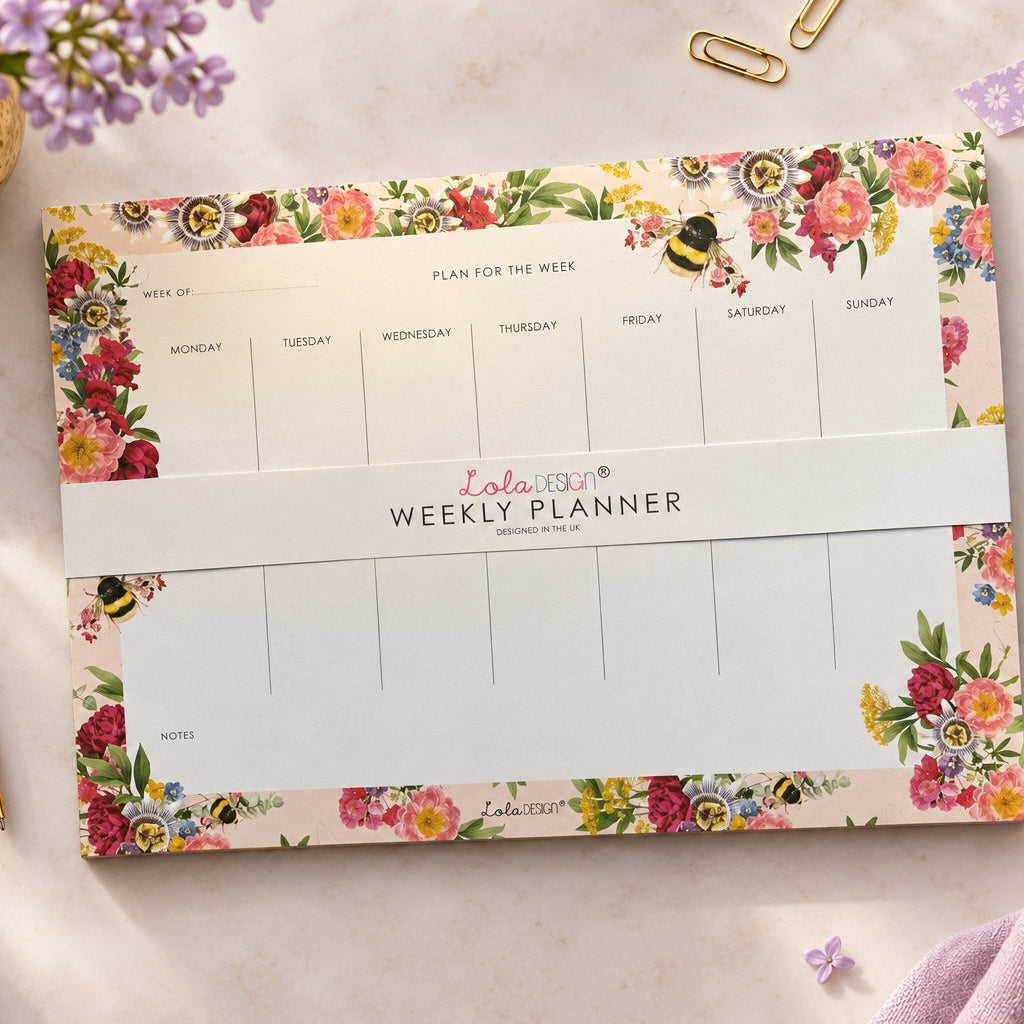 Botanical Bee A4 weekly planner pad