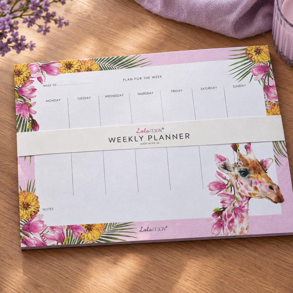 Botanical Giraffe A4 weekly planner pad.