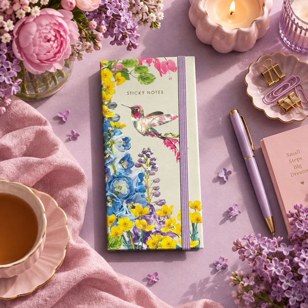 Botanical Hummingbird sticky notes folio.