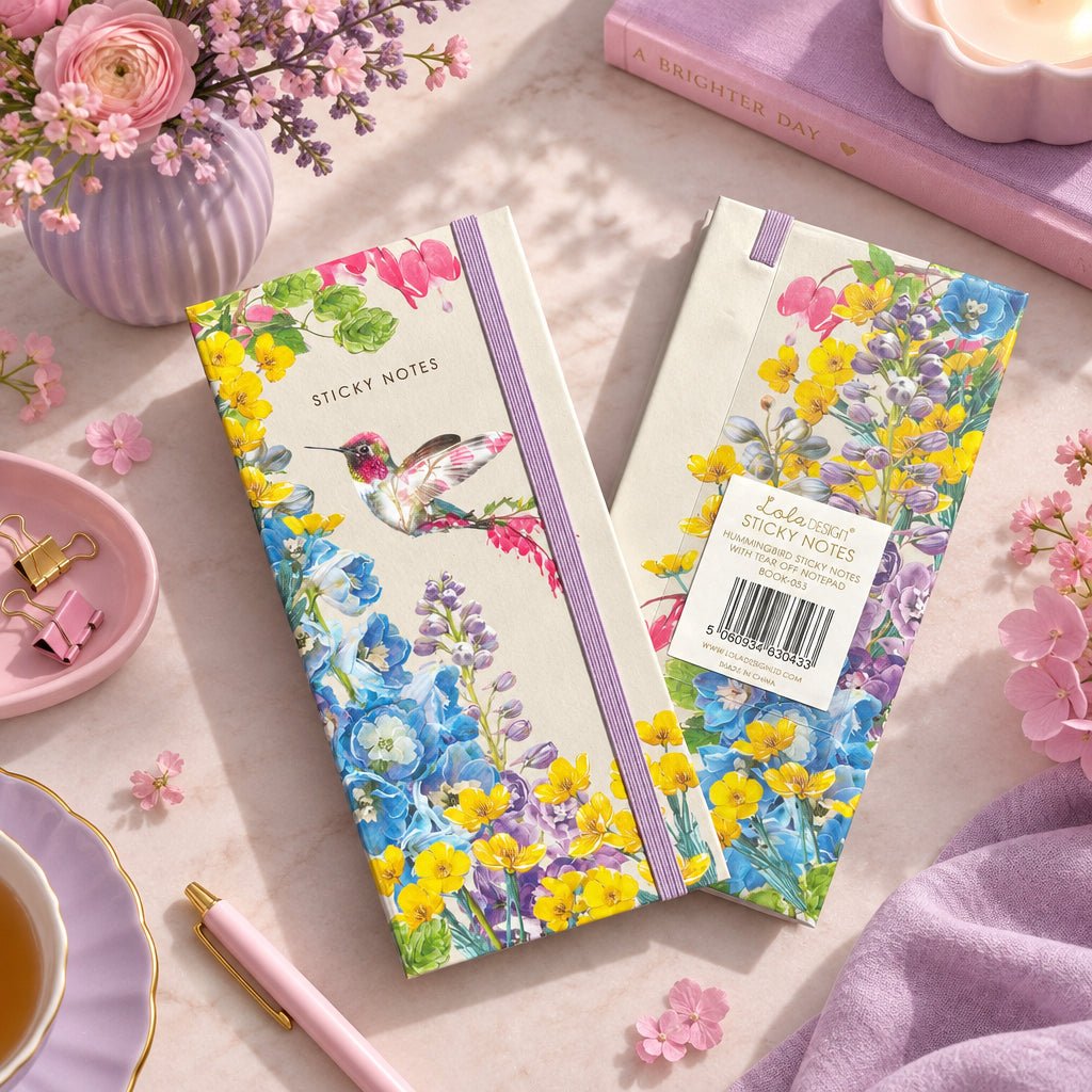 Botanical Hummingbird sticky notes folio.