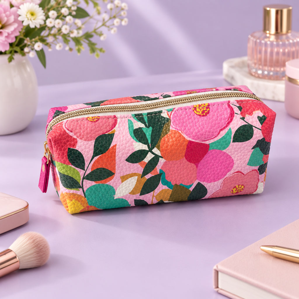 Colourful floral cosmetic bag