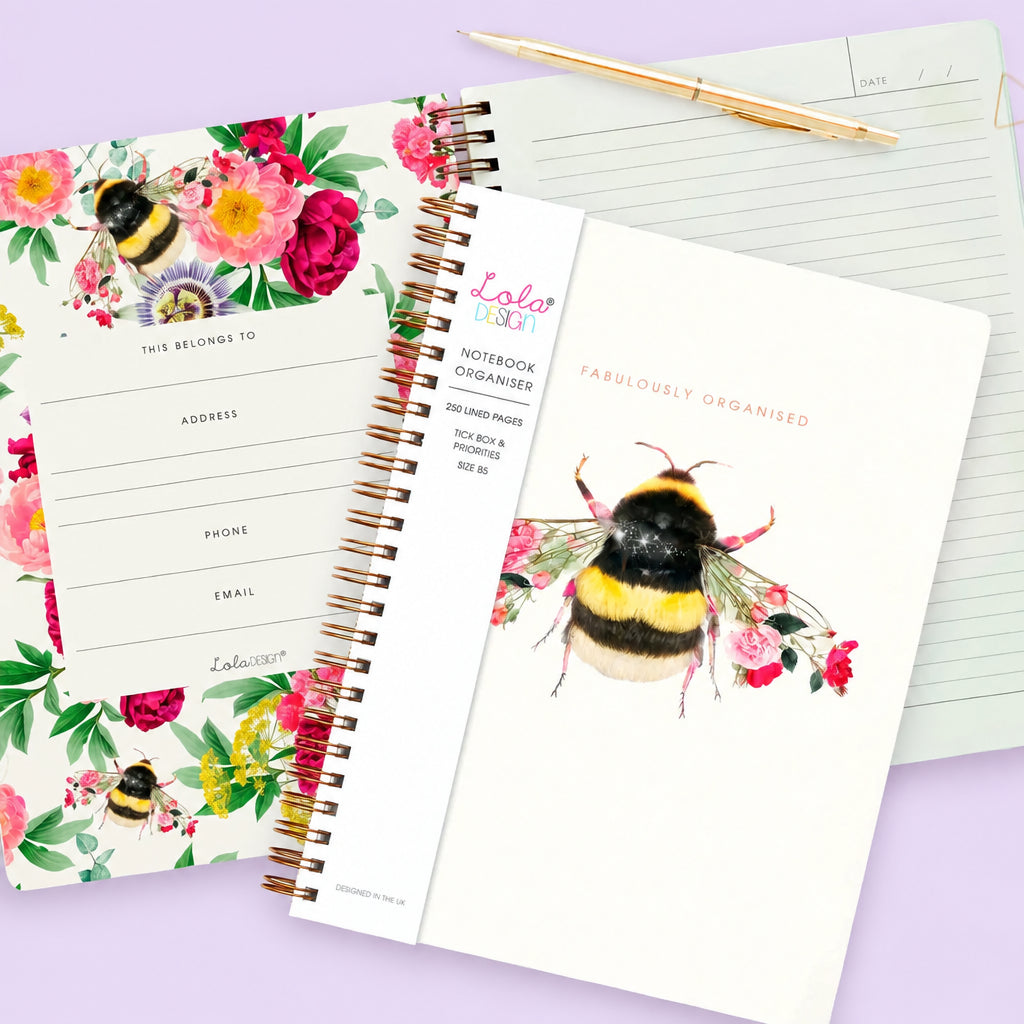 Botanical Bee B5 spiral organiser notebook