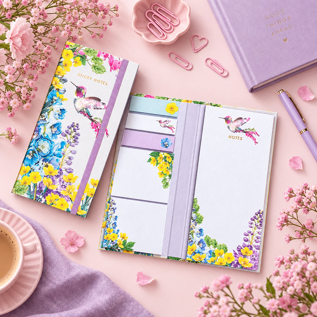 Botanical Hummingbird sticky notes folio.