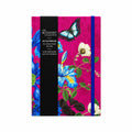 Botanist Collection A5 hardback notebook with a magenta floral and butterfly cover, blue elastic closure and black label band, on a white background