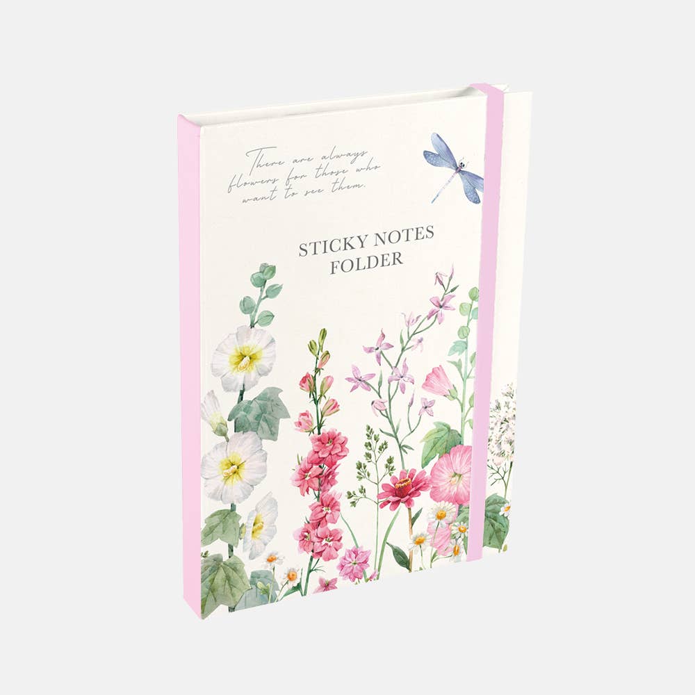 The Gifted Stationery Company Botanical Sticky Notes & Memo List Pad Folder – Wild Meadow White