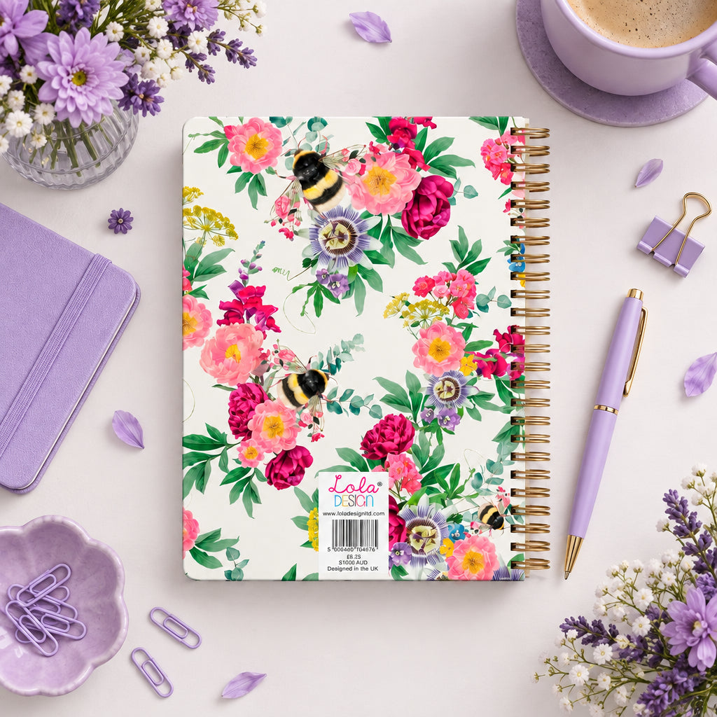 Botanical Bee B5 spiral organiser notebook