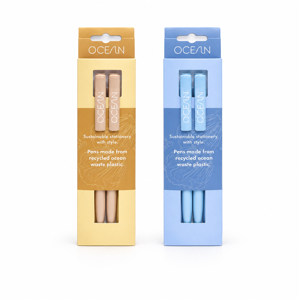 Yellow and Sea Blue Ocean pen packs together